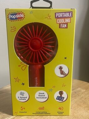 Popsicle Portable Cooling Fan - Red Handheld & Desk